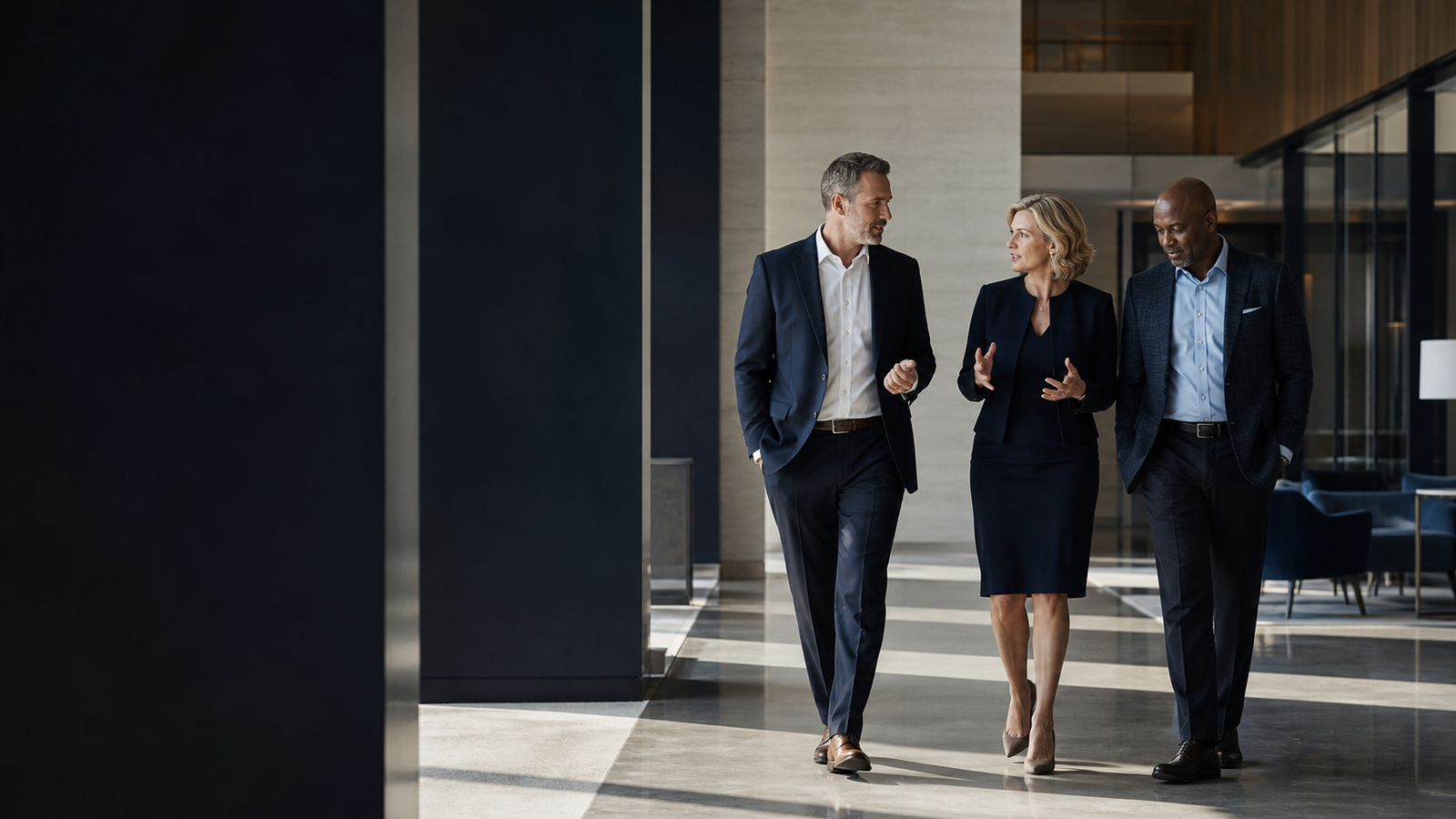 Three Clearpath advisors discussing business strategy